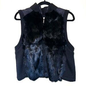 Jamie Sadock Black Rabbit Fur Knit Vest 0018